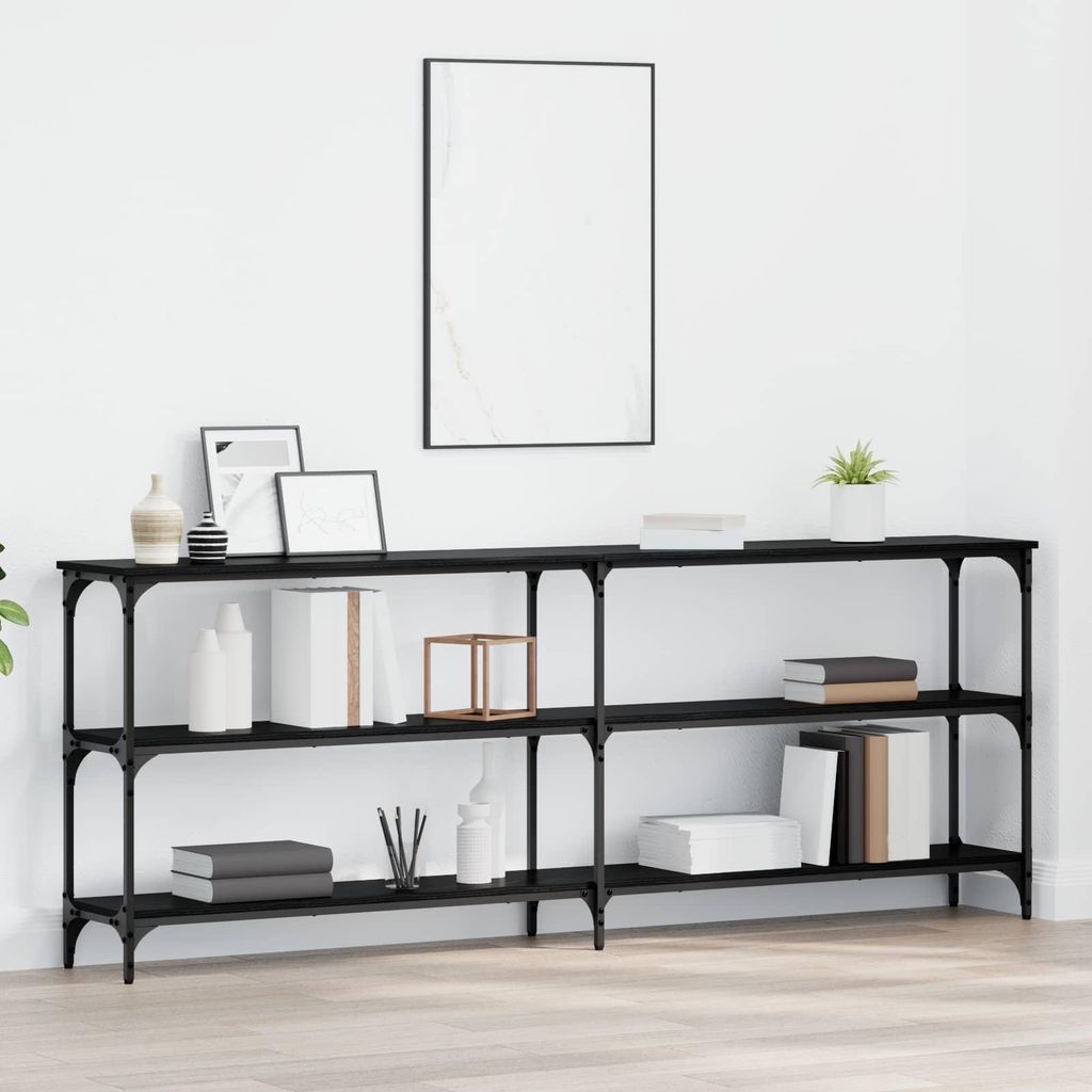 vidaXL Konsolentisch Schwarz Eichen-Optik 200 x 29 x 75 cm
