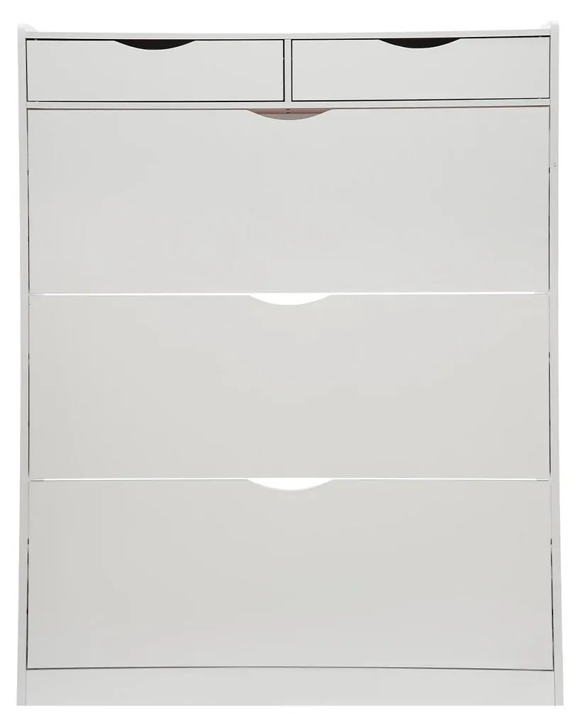 Meuble chaussures pour couloir étroit blanc 2 compartiments de rangement