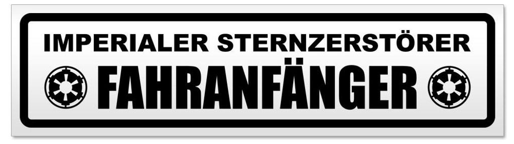 Kiwistar - Autoaufkleber - Schwarz - 20 x 5,3 cm - Fahranfänger Imperialer Sternzerstörer - Hinweis Aufkleber Sticker für Auto, Kfz, Fahrrad, PK...