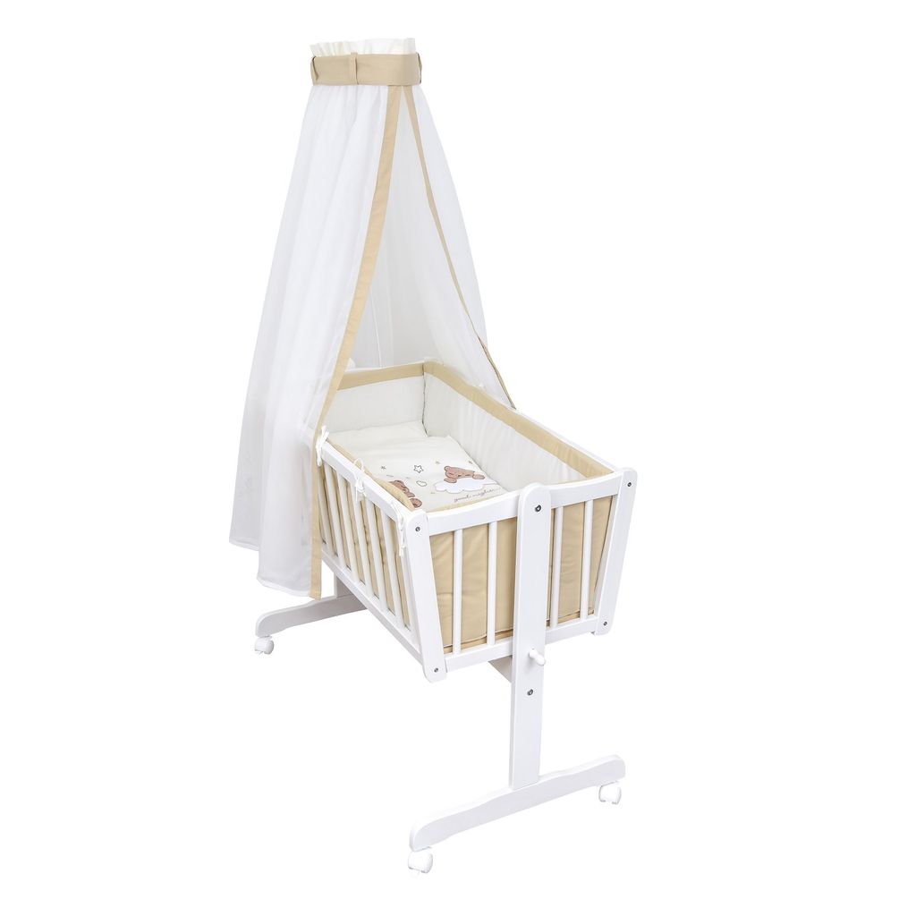 Baby Delux Wiegenset Bettwäsche Set 6-tlg Wiegengarnitur für Babywiege Ausstattung 40x90 Magic Stars blau