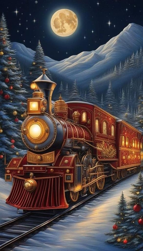 Rötting Design BASTELIDEE 5d Diamond Painting Set Motiv der Weihnachtsexpress - Komplett-Set