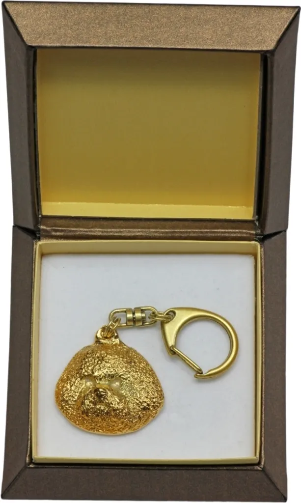 Porte-clés Bichon Frisé Doré Art-Dog - Bijou de Sac de Luxe en Coffret