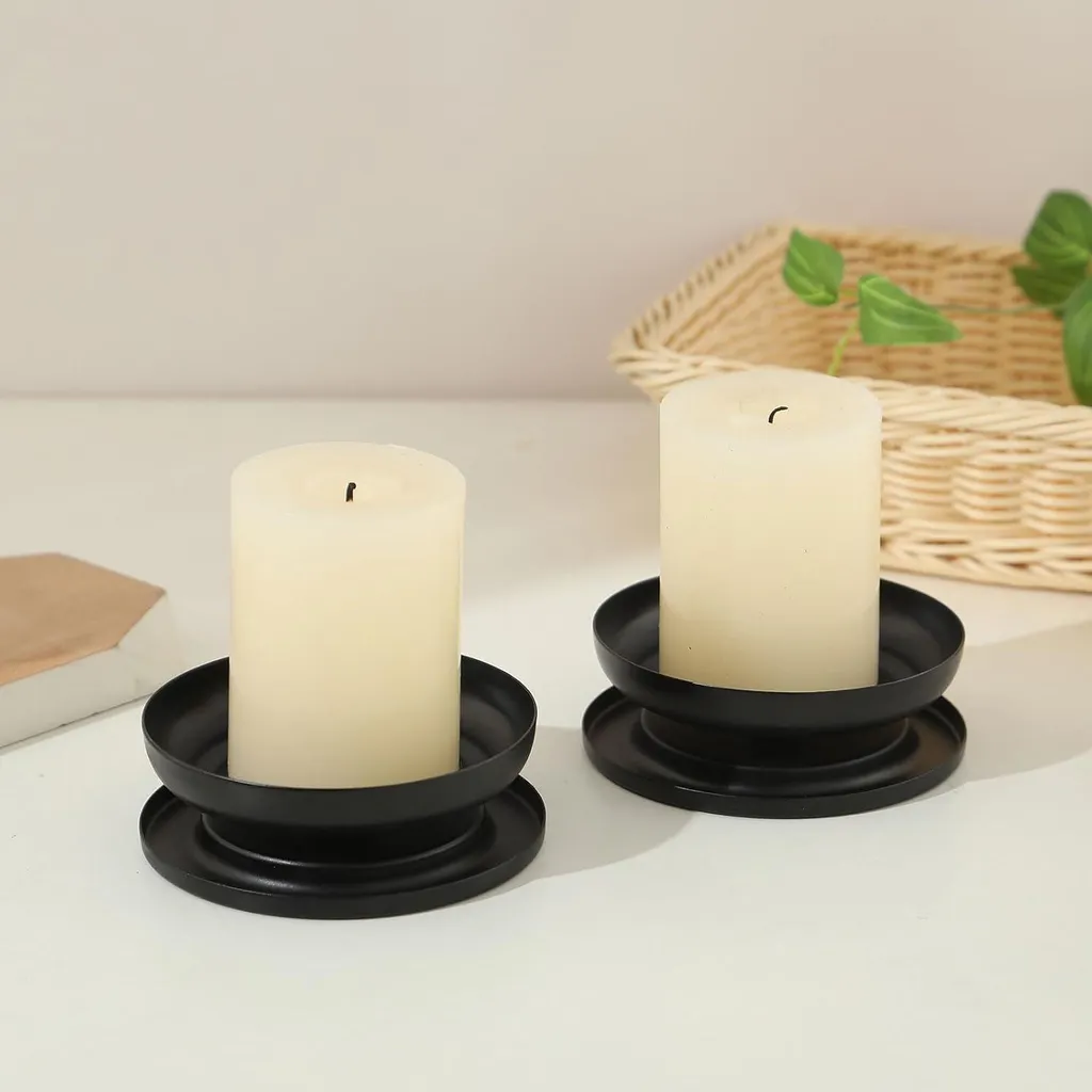 Set di 4 candele magnetiche per candele, 5 cm, colore nero/piccolo, in metallo, con supporto magnetico, decorazione per feste, candelabri dell' Avvento (nero, 10 cm – grande
