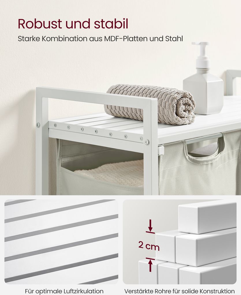 VASAGLE Wäschekorb 2 Fächer, mit Ablage, ausziehbar Produktbild 4