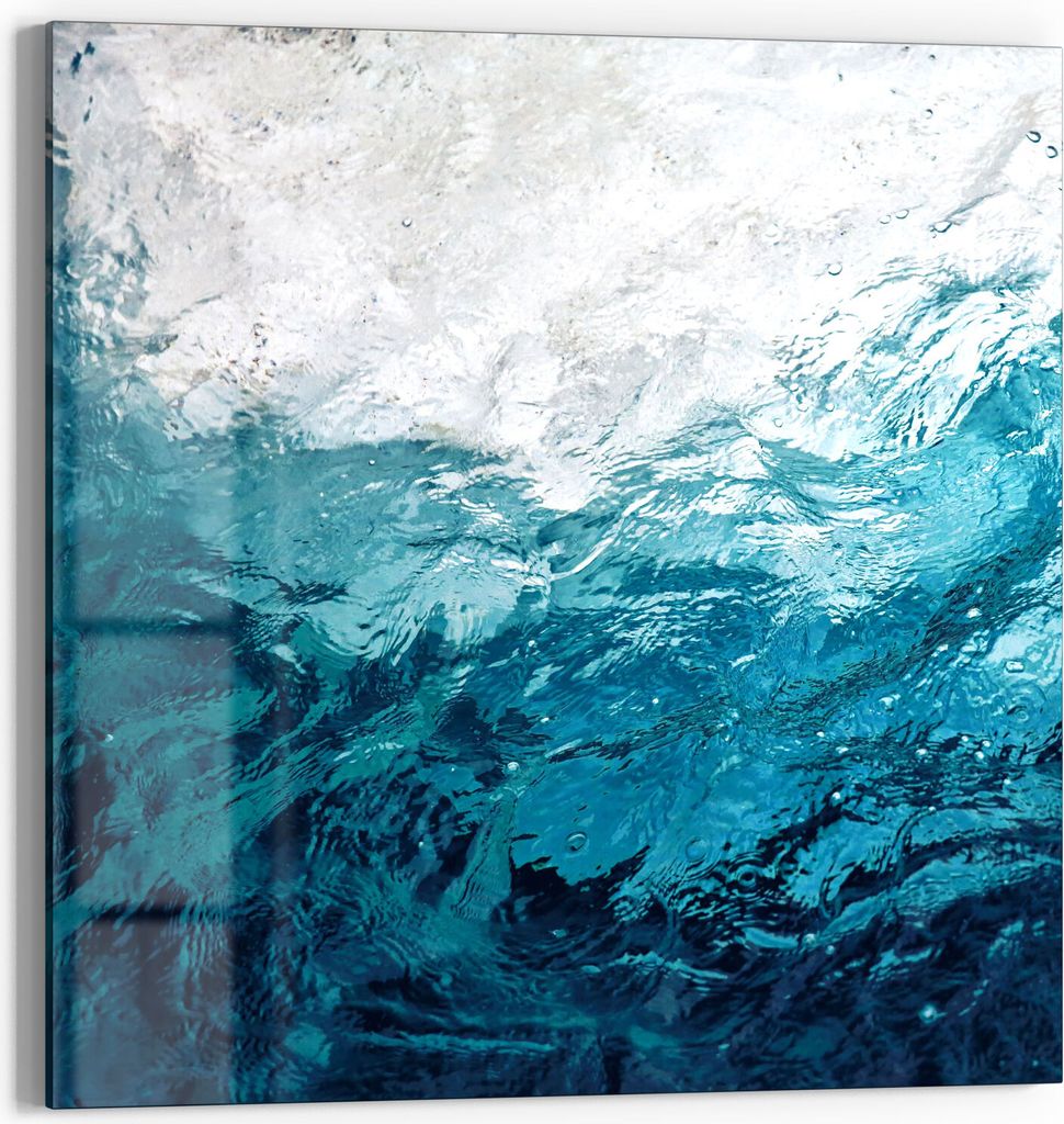 DEQORI Glasbild Echtglas 30x30 cm 'Blick durch Wellen' Wandbild Bild modern Deko