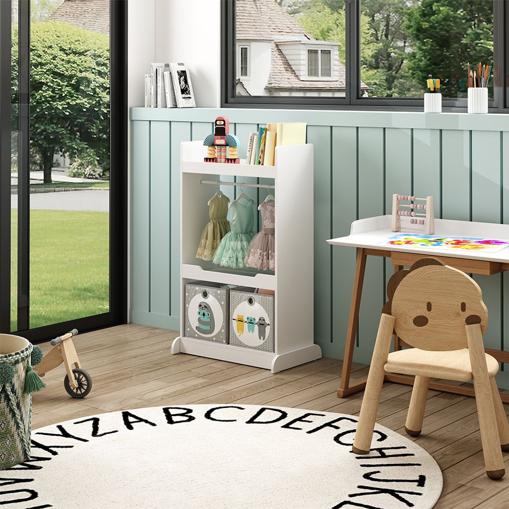 Kinderkleiderschrank Vicco Conny Weiß 67 x 110 cm mit Kleiderstange, Model 49329
