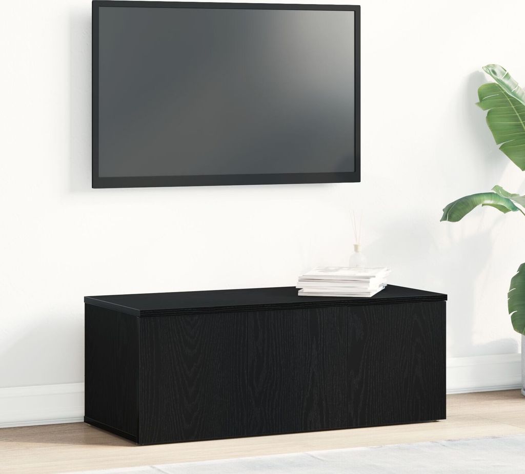 Möbel TV-Ständer Schwarz Eiche 80x34x30 cm Holzwerkstoff - TV-Schränke 862484