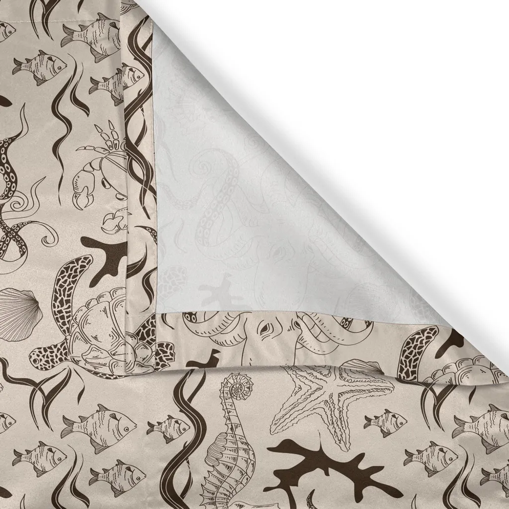 Arredo Marino: Tenda ABAKUHAUS Beige con Polpo e Granchio 280x245 - 3