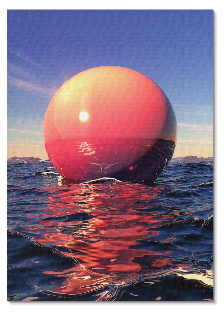 POSTER - 59x84 cm (A1) - Perspective Lab - Ein riesiger Ball auf dem Wasser in warmen Farben - Wandbild für Wohnzimmer Schlafzimmer & Flur, Modern...