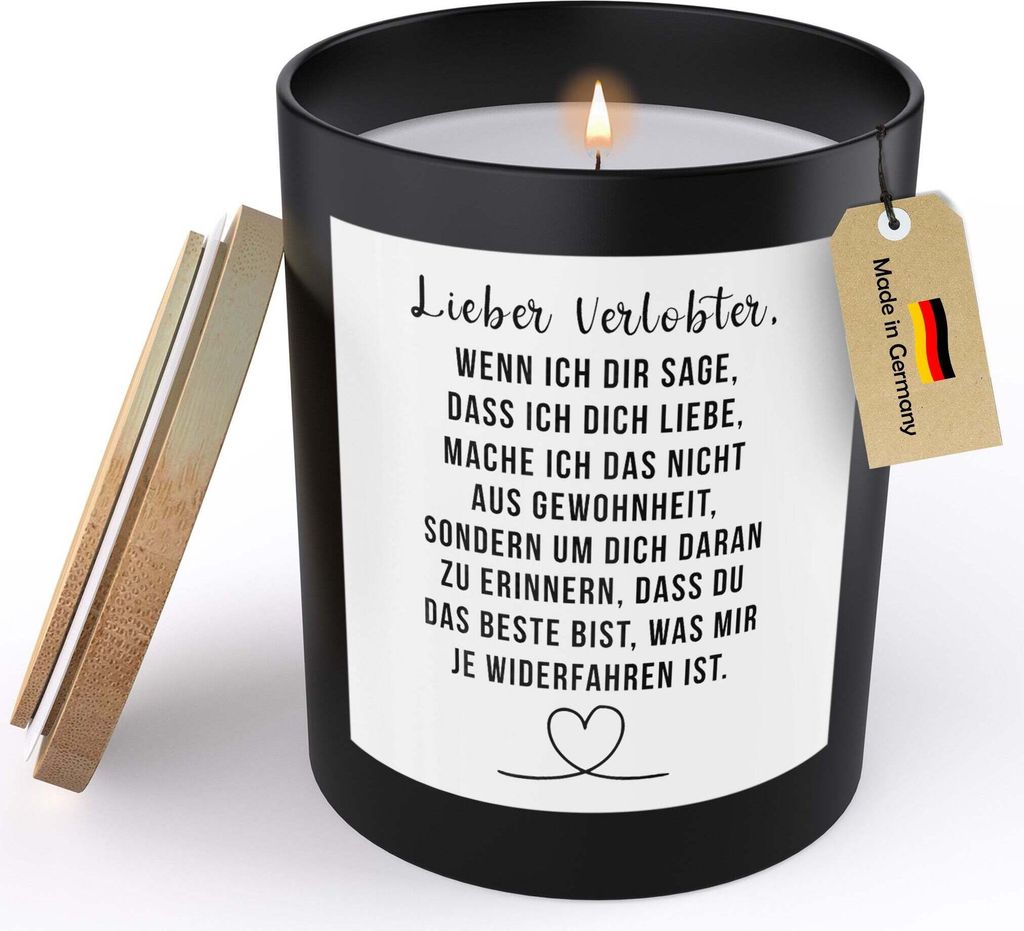 22Feels Verlobungsgeschenk Männer Spruchkerze für Ihn "Wenn Ich Dir Sage" Sojawachs Kerze im Glas Verlobte Groom To Be Handgemacht mit Spruch Duf...
