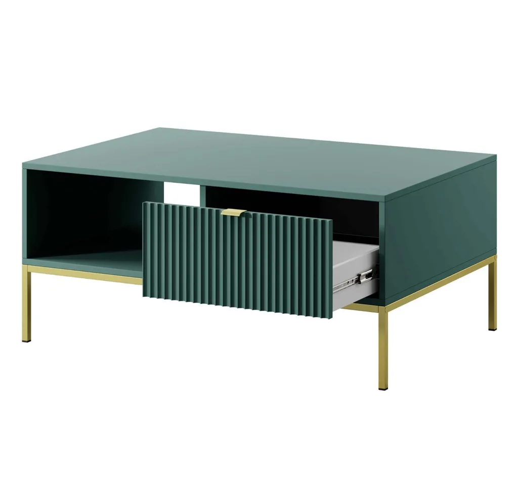 Table basse MISHEEL bleu-vert et or – Design chic pour votre salon chic - 4