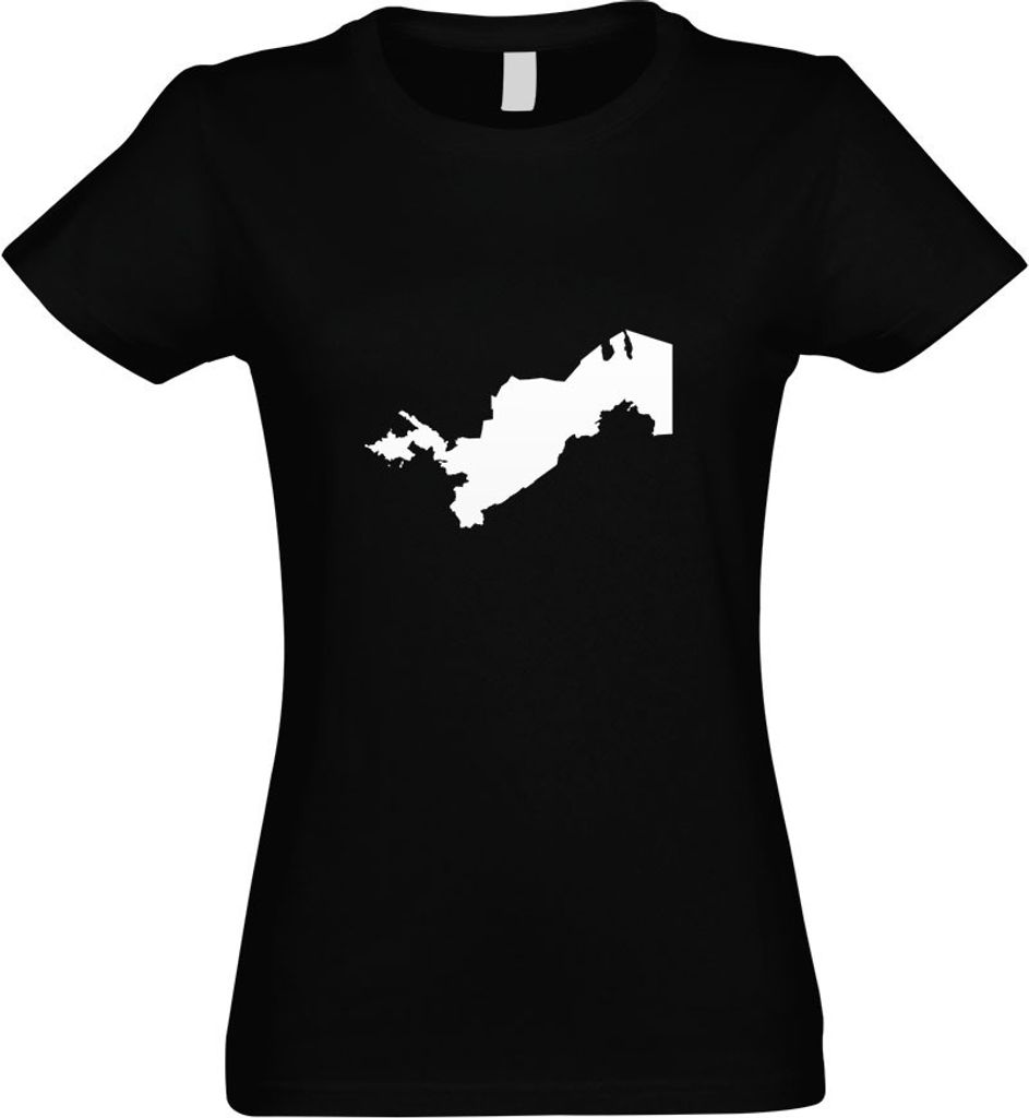 Kiwistar - T-Shirt tailliert - Damen - schwarz - Usbekistan Umriss Kontur - mit Motiv Bedruckt - Funshirt Design - Sport - Freizeit - Damen - M
