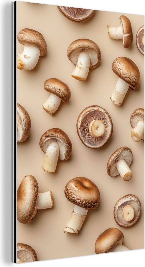 MuchoWow Wanddekoration Metall Metallbild Wandkunst 100x150 cm Kastanienpilze - Beige MuchoWow Aluminium Gemälde - Bild