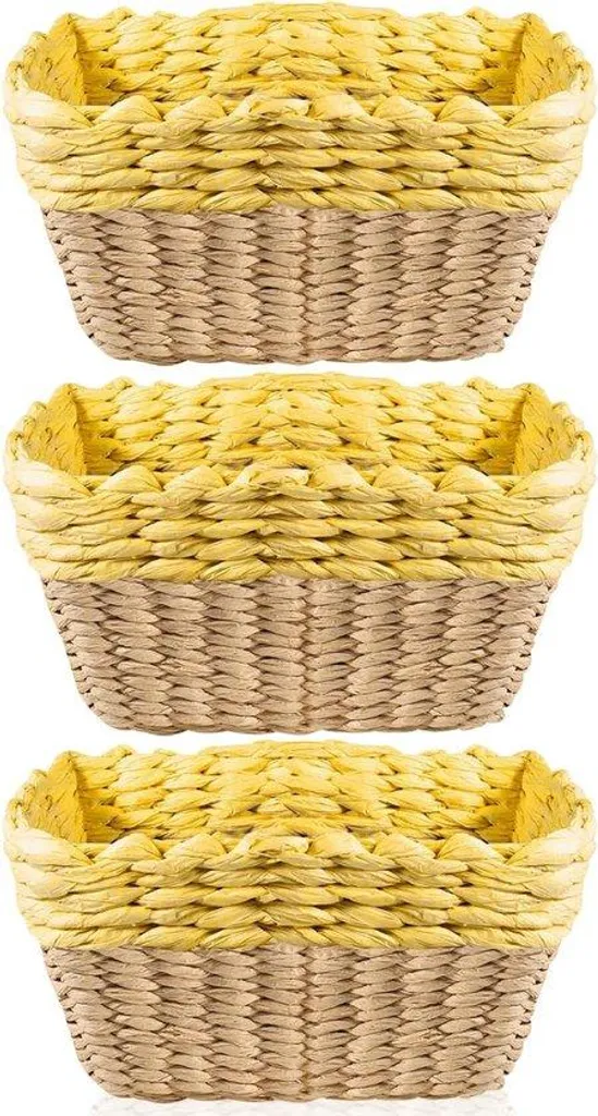 Lot de 3 sièges de baignoire enfant rotin jaune pour jouets écologiques