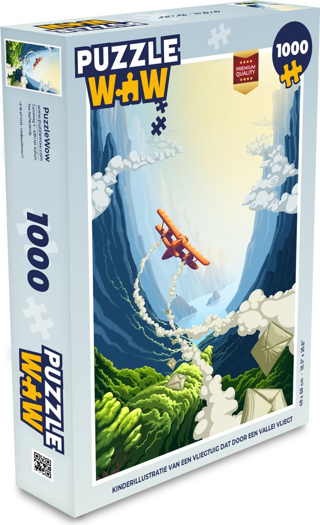 MuchoWow Puzzle 1000 Teile Illustration eines Flugzeugs, das durch ein Tal fliegt, für Kinder - Spielzeug - Alt und Jung - Spiele - Puzzeln