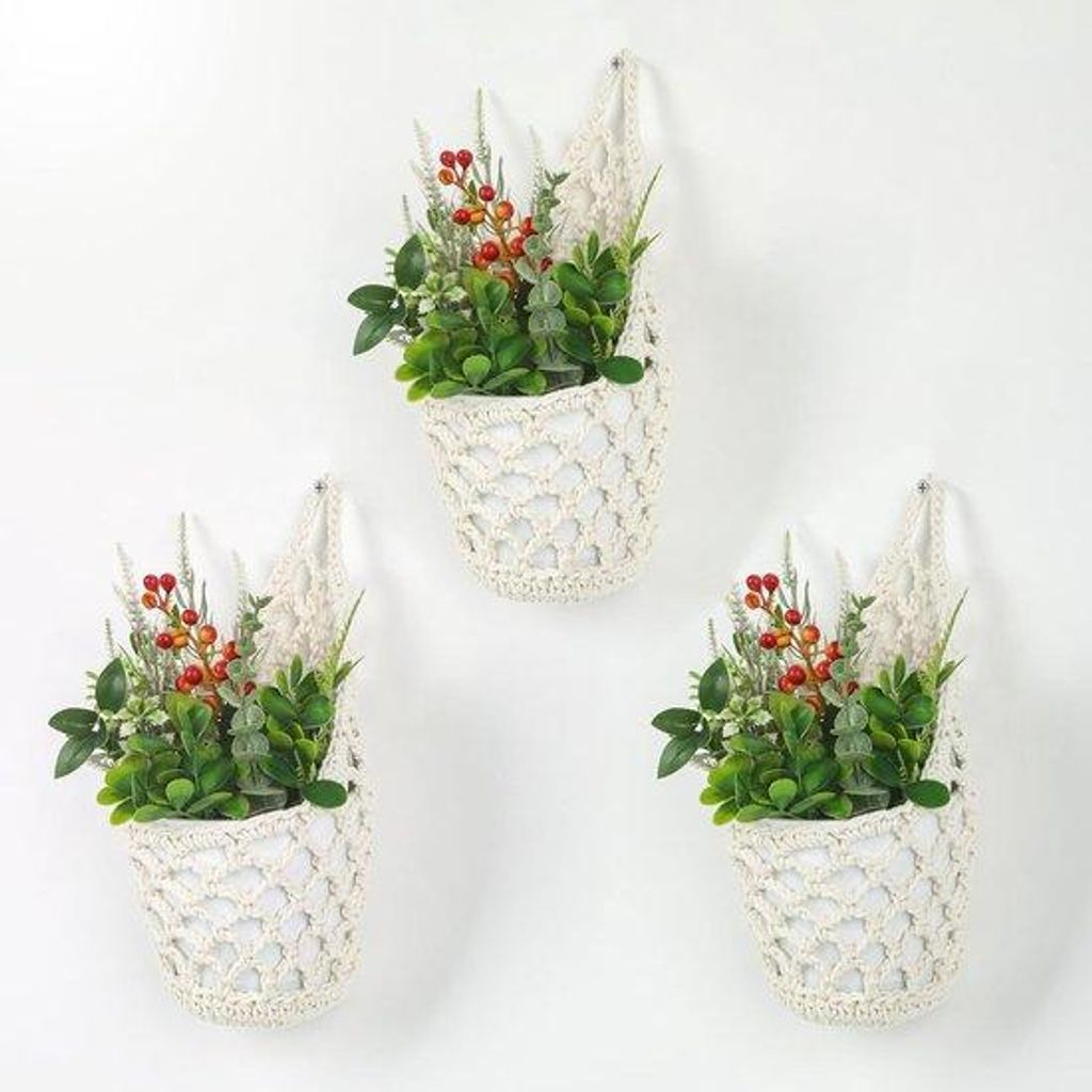Macramé Pflanzhalter - Boho Dekoration - Set aus 3 - Beige