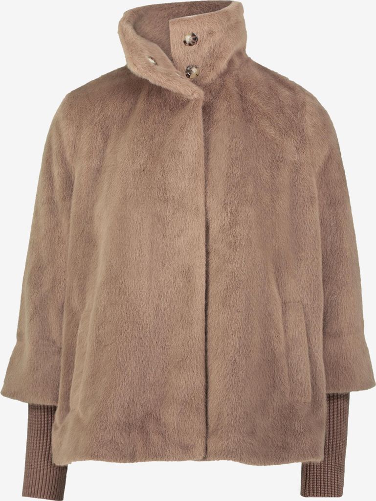 Fellimitat-Jacke mit Stehkragen Produktbild 