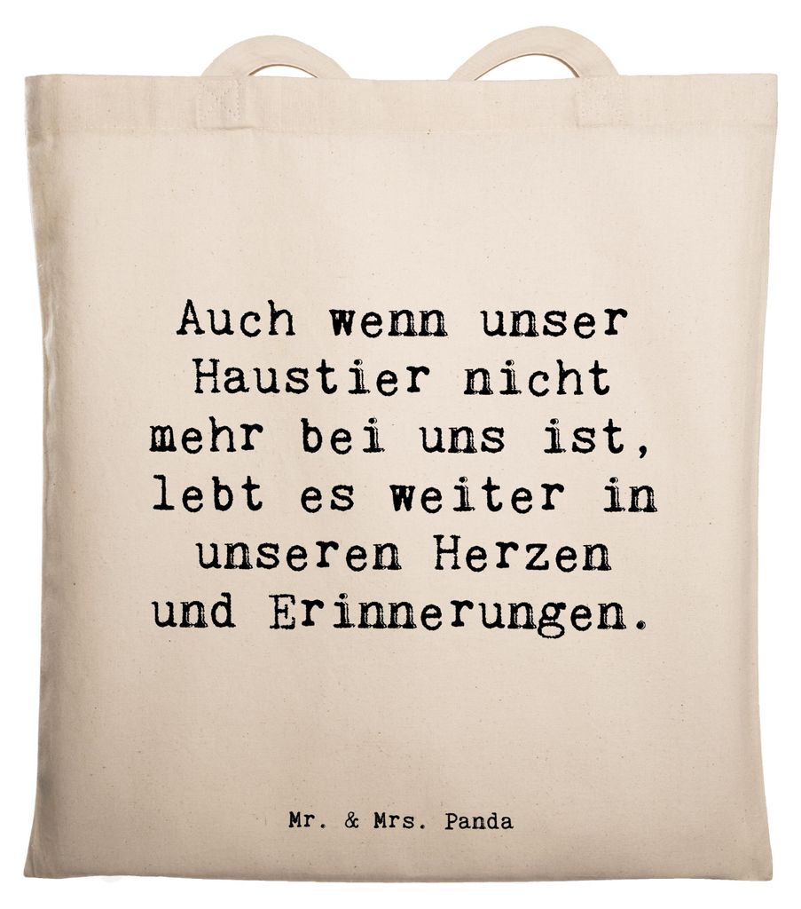Mr. & Mrs. Panda Schultasche Spruch Trauerbewältigung nach dem Verlust eines Haustiers - Transparent - Geschenk, Erinnerungen, Trost, festivaltasc...