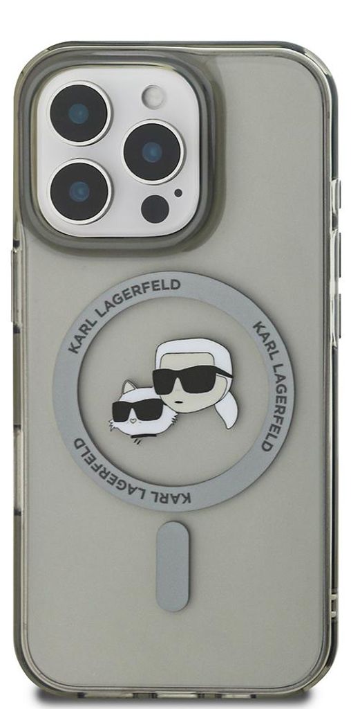 Karl Lagerfeld, MagSafe kompatible IML-Hülle iPhone 16 Pro K & CH, Transparentes Schwarz