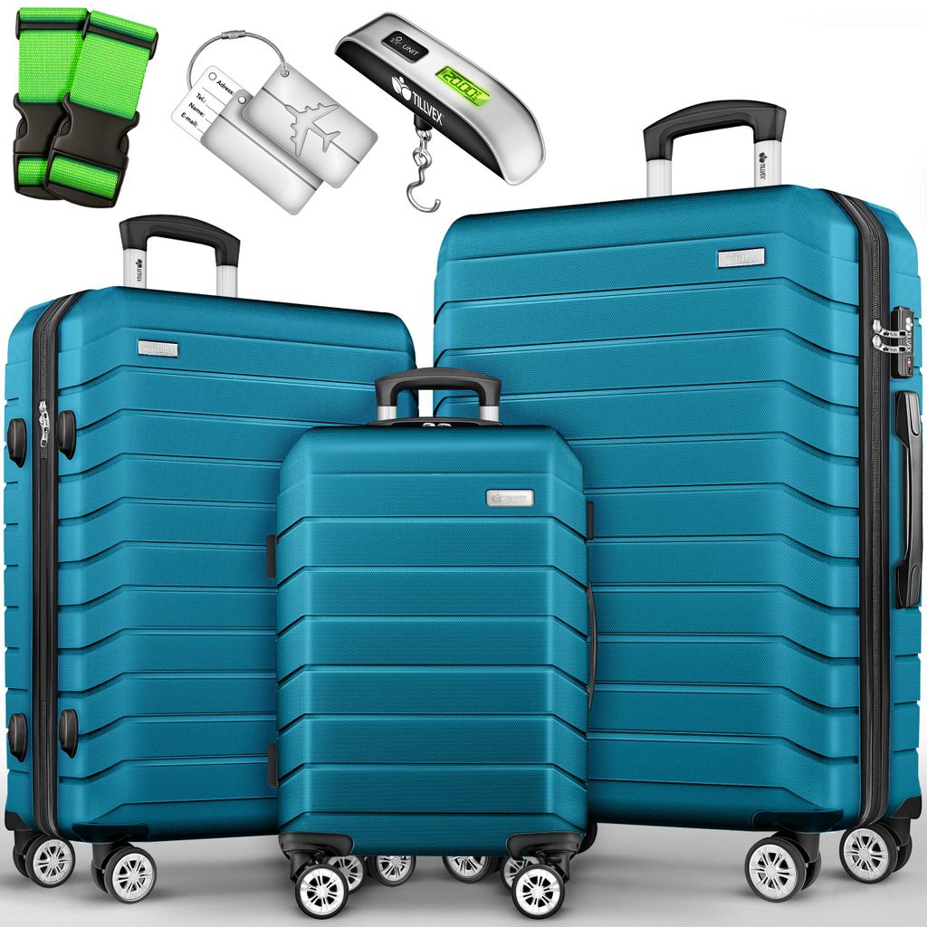 tillvex® Set di valigie da viaggio 3-TLG. + bilancia per Immagine del prodotto 