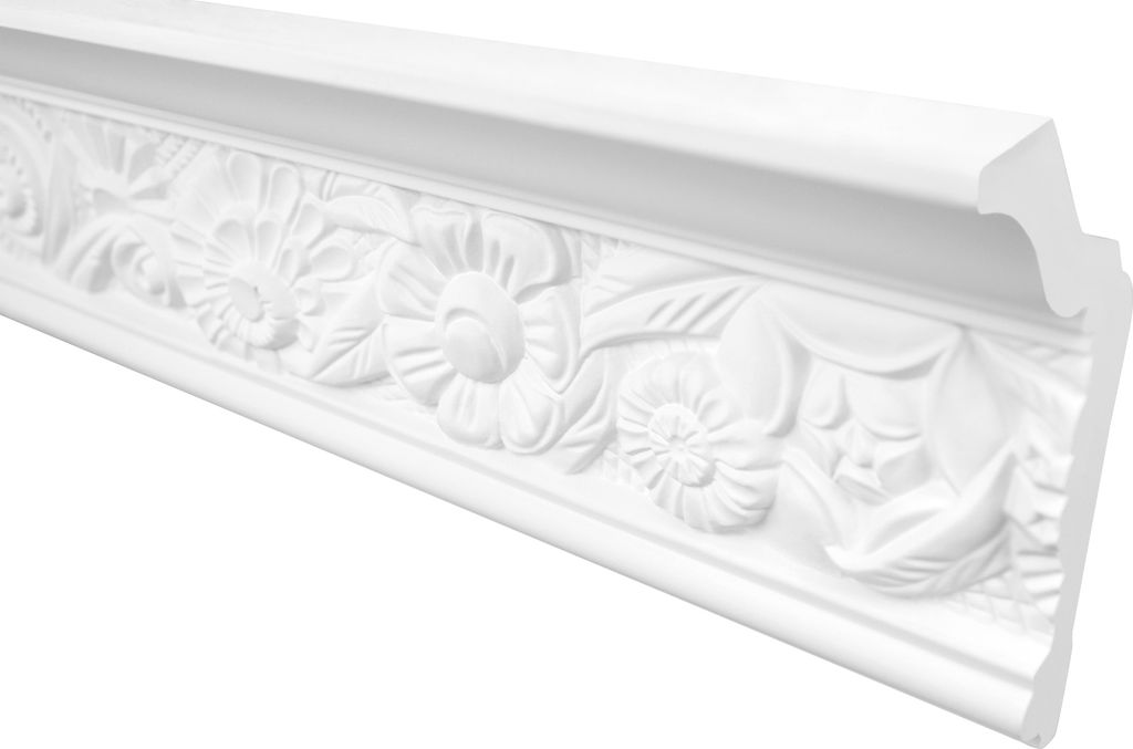 GRAND DECOR Stuckleisten Decke Barock Stil, PolyurethanHartschaum weiß - 2m Deckenleisten gemustert Rahmenleisten Deckenstuck zum kleben (20 Meter...