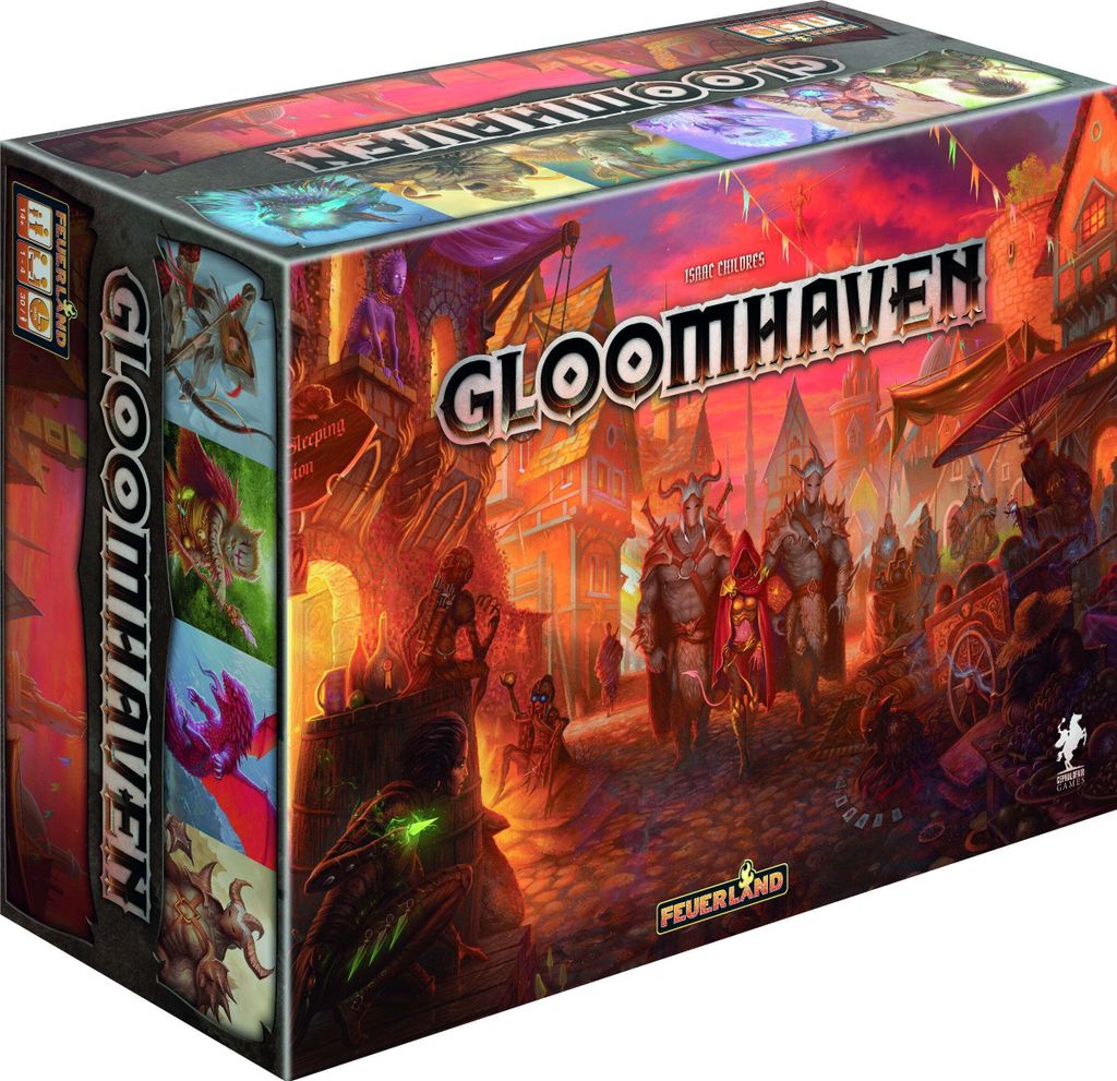 A board game box with a fantasy-themed illustration on the front and side panels.