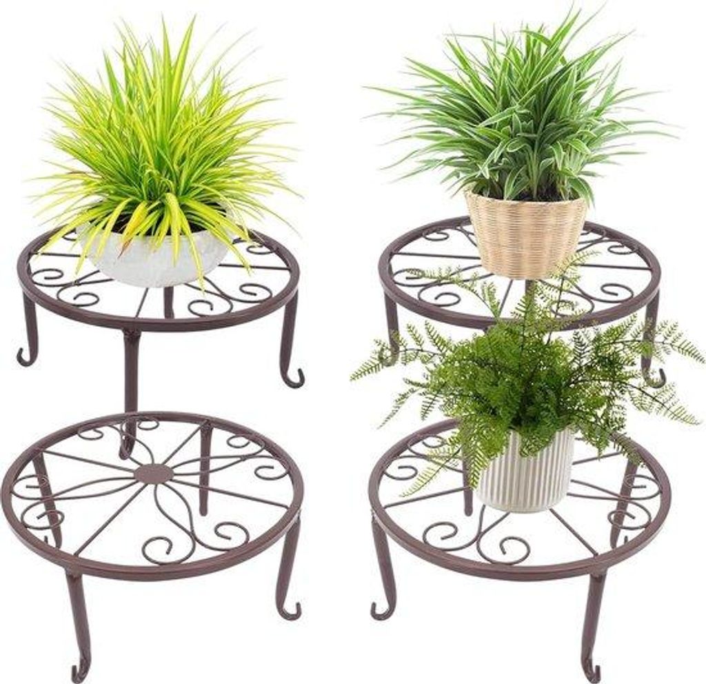 Metallene Pflanzenständer 4-teilig Innen Außen Gartenpflanze Bronze