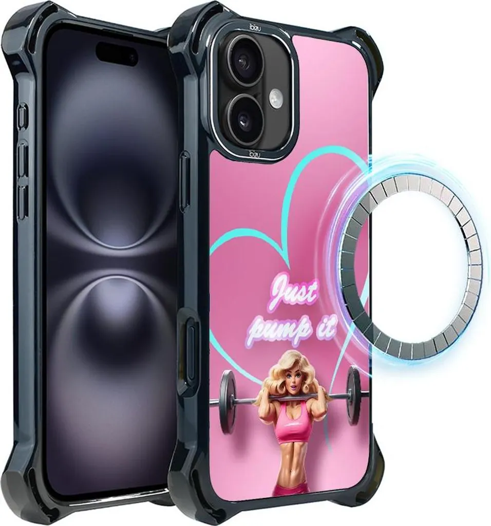 Custodia IBIZU DropGuard Ultra per iPhone 16 Plus con MagSafe, #Move, Pump it love
