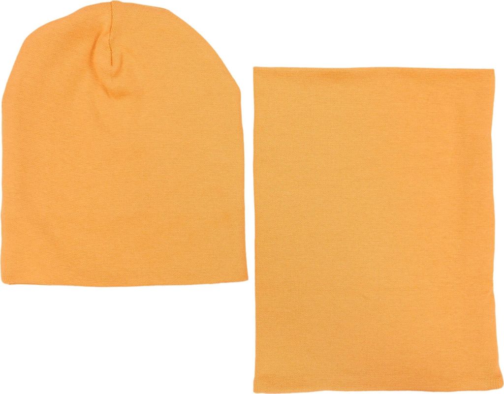 Alkato Uni Beanie Mütze und Schal Set Uni, Farbe: Senfgelb, Größe: Einheitsgröße