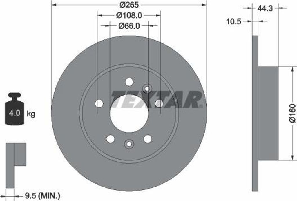 TEXTAR 92065100 Bremsscheibe OE 7700800003 kompatibel mit Safrane, Laguna