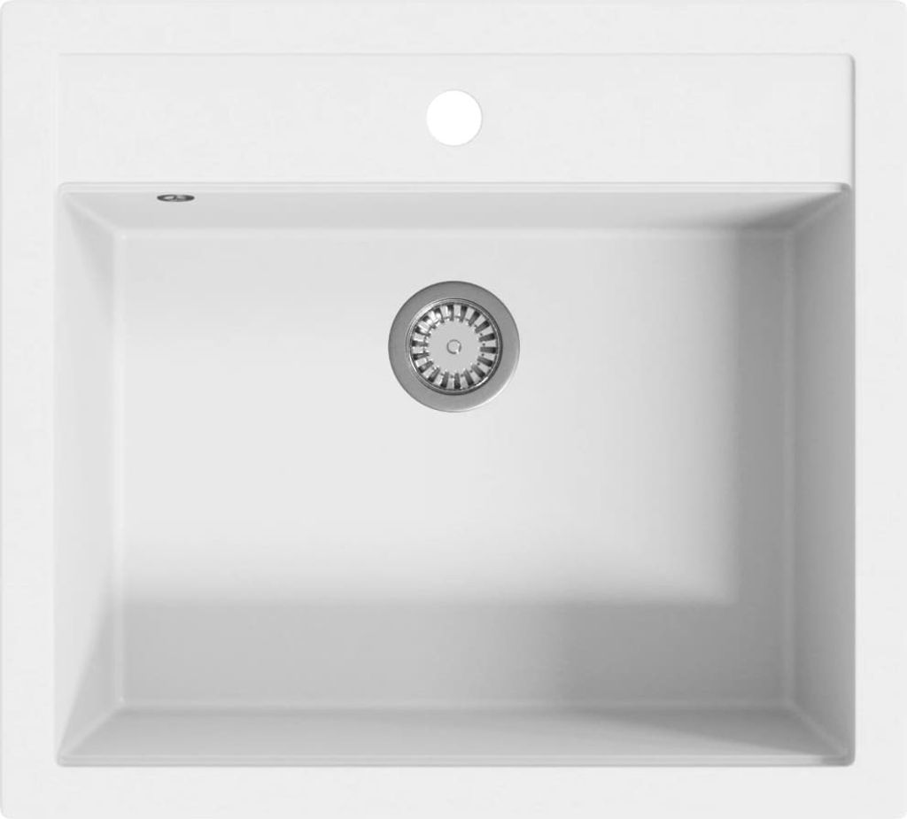 vidaXL Évier en granit simple bassin blanc Image du produit 