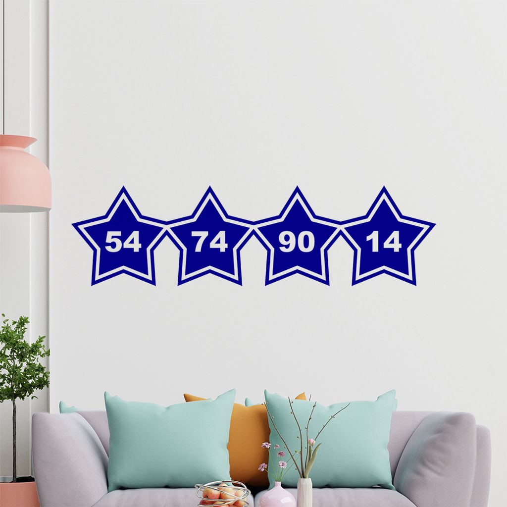 KIWISTAR 54 '74 '90 '14 - Weltmeister Deutschland Brasilien 2014 Rio Fußball Wandtattoo in 6 Größen - Wandaufkleber Wall Sticker - Dekoration, K...