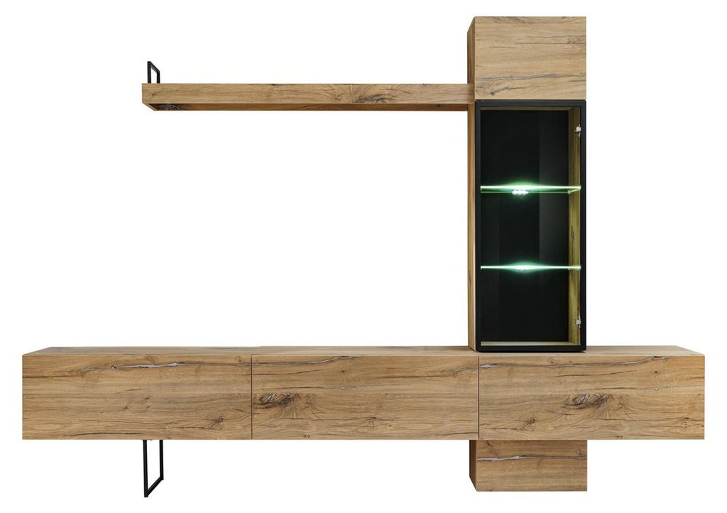 Wohnwand Designer Wohnzimmer Set Lowboard Wandregal TV-Ständer Neu Möbel