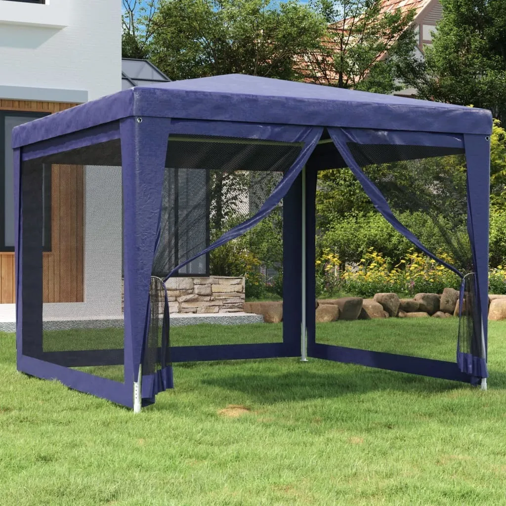 Gazebo Blu 3x3 m con Pareti in Rete HDPE | Tenda Feste The Living Store