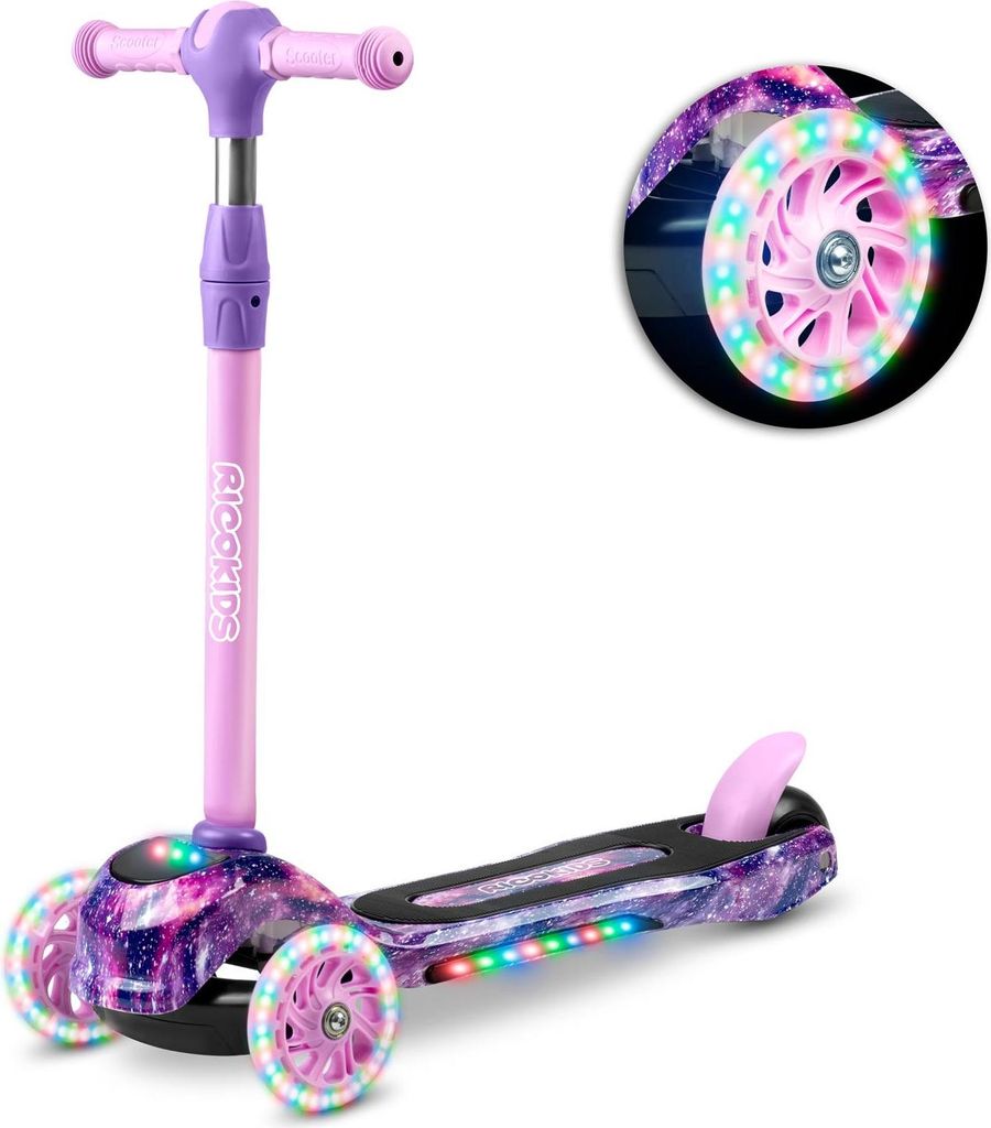 Dreirädriger Roller Ricokids Piko – Rosa und Lila Produktbild 