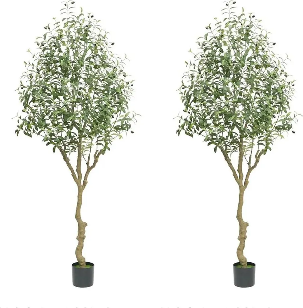 Olivier Artificiel 210 cm Lot de 2 - Déco Jardin et Salon Sans Arrosage