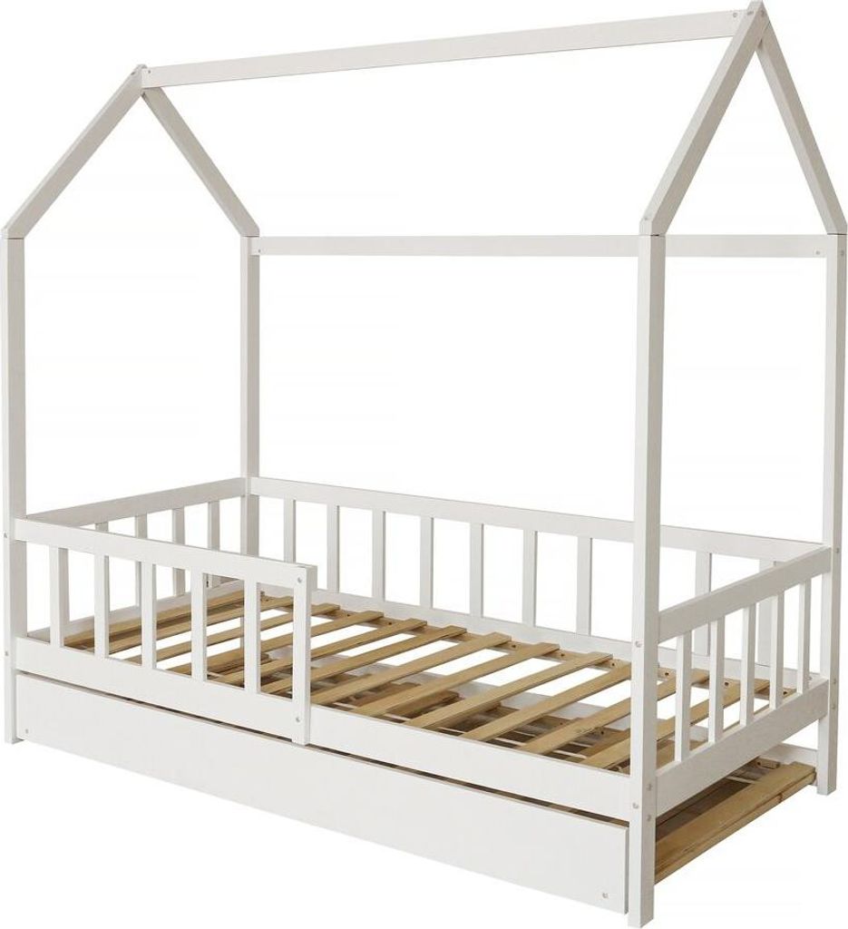 Kinderhausbett mit Schublade "Paloma" - 90 x 190 cm - Weiß