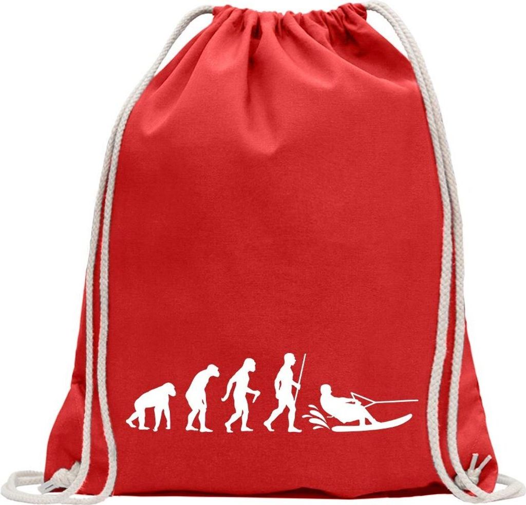 Kiwistar - Turnbeutel - rot - Wakeboarden Ski Evolution - Fun Rucksack Sport Beutel Gymsack Baumwolle mit Ziehgurt
