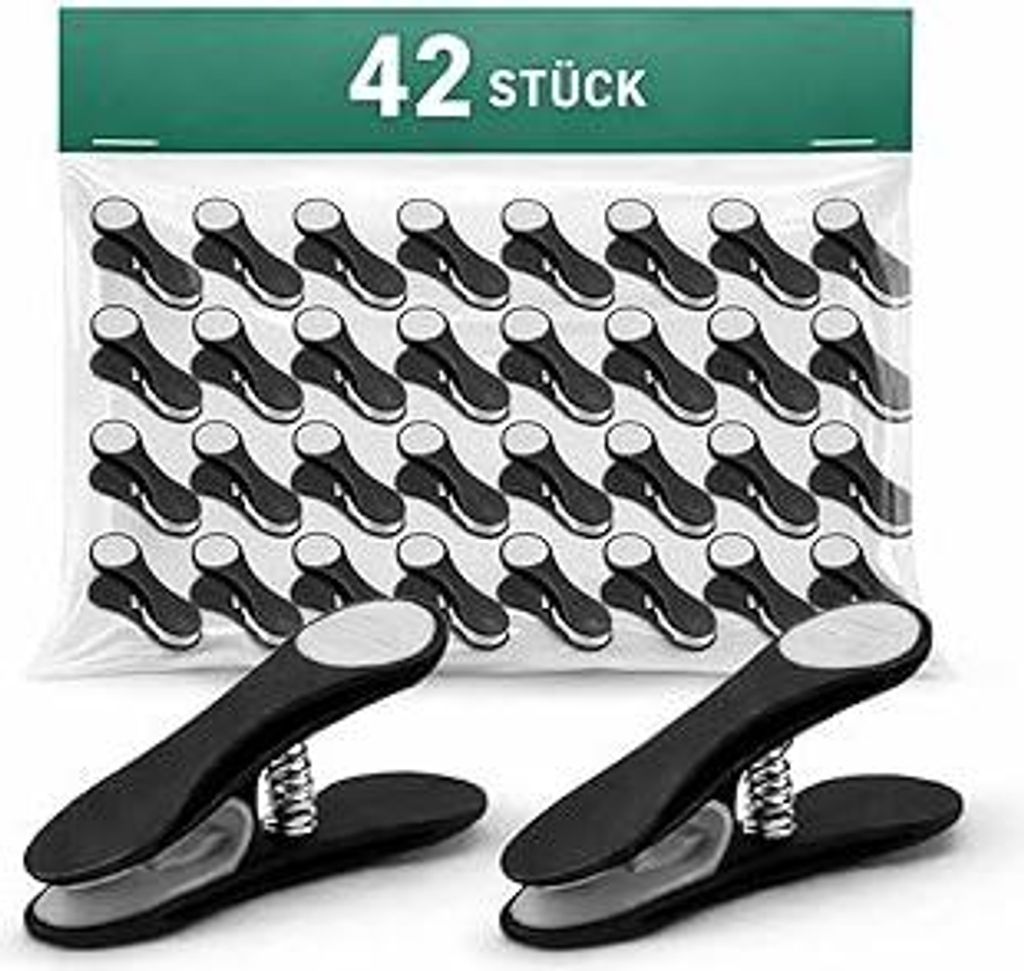 42 Wäscheklammern I stabil & langlebig I Schwarze Klammern mit sicherem Halt I Ideal zum Wäsche aufhängen, für drinnen & draußen I Fast ohne A...