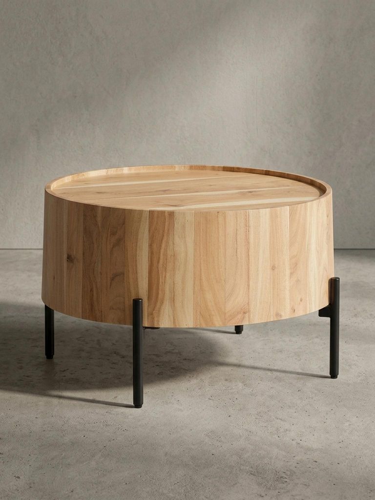 Couchtisch Akazie Massivholz 60x60x41 cm Rund mit Produktbild 