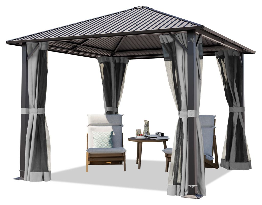 TOOLPORT Gartenpavillon 3x3 m Stahl-Dach mit Moskitonetzen Produktbild 