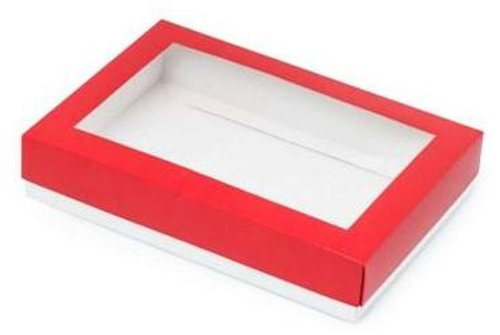 Dekorative Geschenkbox, rot, 260 x 180 x 50 mm, mit Fenster Produktbild 