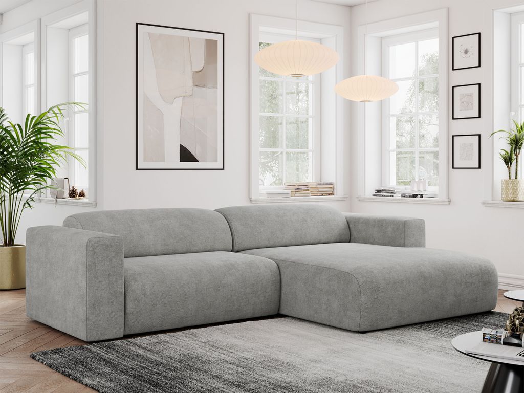 MKS MEBLE Ecksofa, Sofa L-Form, Wohnlandschaft L-Form, Modern Design Couch, Sofagarnitur, Couchgarnitur, Polsterecke - PASADENA -Hellgrau Struktur ...