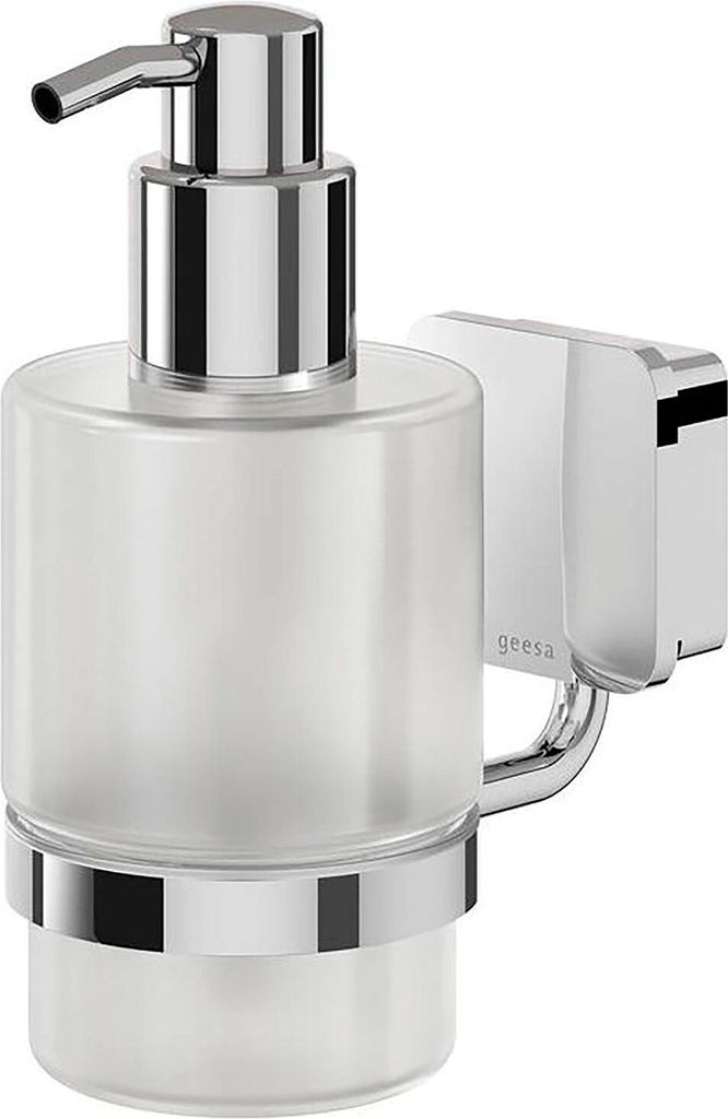 Geesa Seifenspender Wandbefestigung Topaz Pumpspender Glas 200ml, transparent/chrom