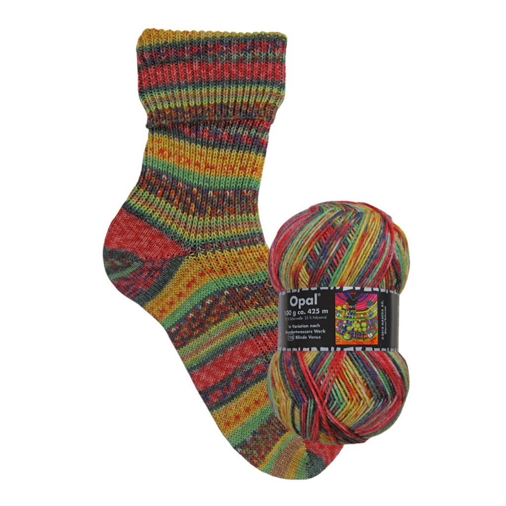 Opal Hundertwasser 4-fädige Sockenwolle,100g/425m LL, 75% Schurwolle/25% Polyamid Blinde Venus 750