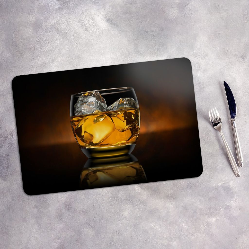 Tischset 4x45x30 cm + 10fi cm Platzset Tischmatte Platzmatte Untersetzer - Whisky Glas