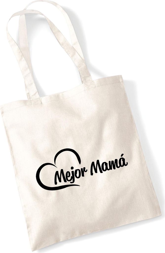 Huuraa Jutebeutel Mejor Mamá Corazón 10 Liter Natural Baumwolle Tasche Geschenkidee