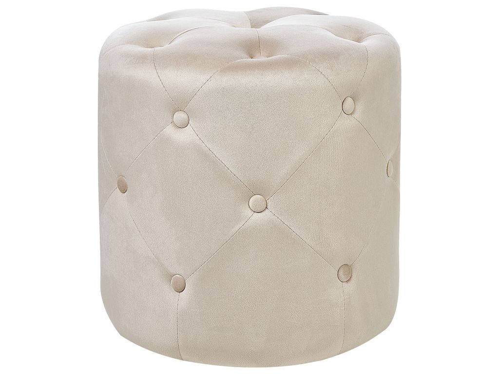 BELIANI Pouf Cremeweiß Samt Rund 40 cm Gesteppt mit Knopfheftung Chesterfield-Stil Wohnzimmer Schlafzimmer Sitzhocker Samthocker Fußhocker Ottomane