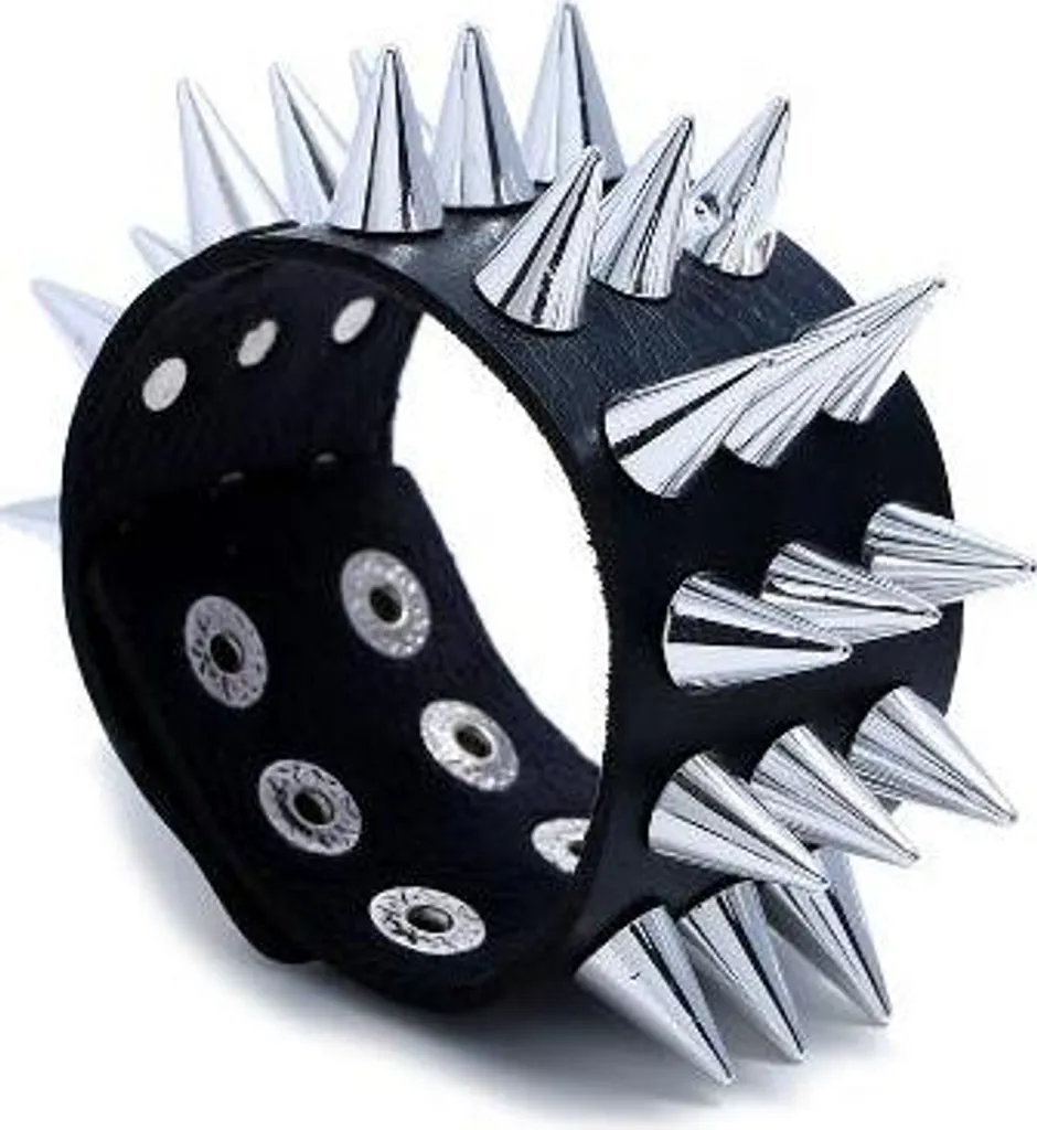 Accessoire Punk Bracelet Cuir Large à Pointes pour Concert Métal