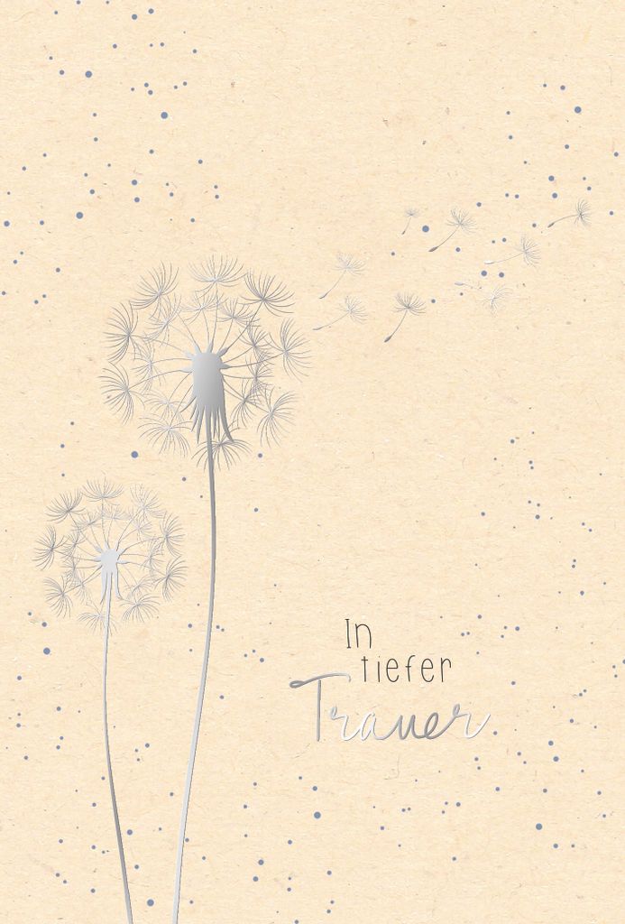 Trauerkarte Green Line In tiefer Trauer Pusteblume Beileidskarte Kondolenzkarte mit Umschlag